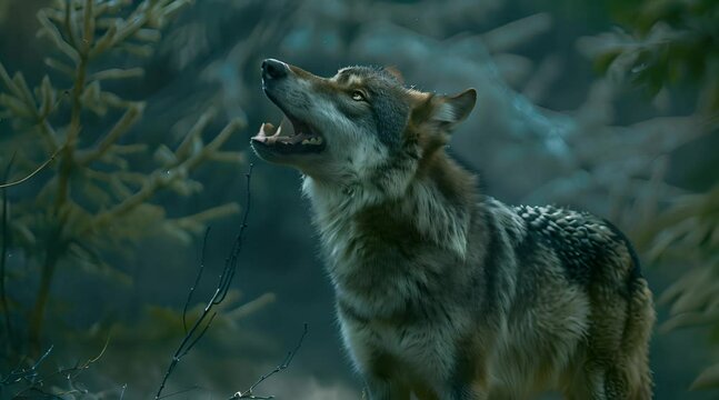 howling wolf on a dark background