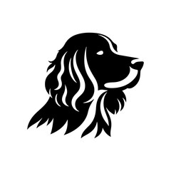 Dog Silhouette- English Springer Spaniel vector silhouette- English Springer Spaniel Illustration- Minimalist English Springer Spaniel Vector Silhouette.