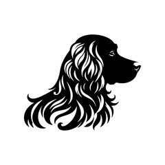 Dog Silhouette- English Springer Spaniel vector silhouette- English Springer Spaniel Illustration- Minimalist English Springer Spaniel Vector Silhouette.