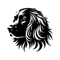 Dog Silhouette- English Springer Spaniel vector silhouette- English Springer Spaniel Illustration- Minimalist English Springer Spaniel Vector Silhouette.