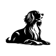 Dog Silhouette- English Springer Spaniel vector silhouette- English Springer Spaniel Illustration- Minimalist English Springer Spaniel Vector Silhouette. - obrazy, fototapety, plakaty