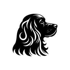 Dog Silhouette- English Springer Spaniel vector silhouette- English Springer Spaniel Illustration- Minimalist English Springer Spaniel Vector Silhouette.