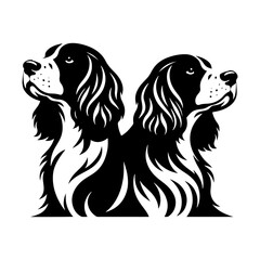 Dog Silhouette- English Springer Spaniel vector silhouette- English Springer Spaniel Illustration- Minimalist English Springer Spaniel Vector Silhouette.