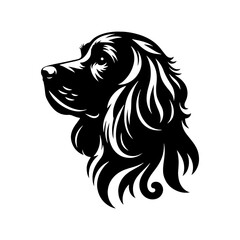 Dog Silhouette- English Springer Spaniel vector silhouette- English Springer Spaniel Illustration- Minimalist English Springer Spaniel Vector Silhouette.