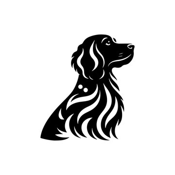 Dog Silhouette- English Springer Spaniel vector silhouette- English Springer Spaniel Illustration- Minimalist English Springer Spaniel Vector Silhouette.