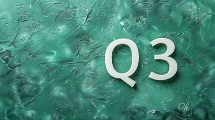 Q3 third quarter business finance company report banner and concept, green background, copy and text space, 16:9