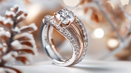 Dazzling rings sparkling elegantly on a white background, capturing the essence of sophistication and glamour.