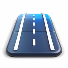 cute Highway icon, 3D render, white background, generative AI