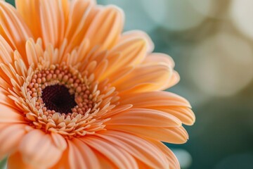 Close up of a beautiful gerbera flower in the color of the year 2024 peach fuzz