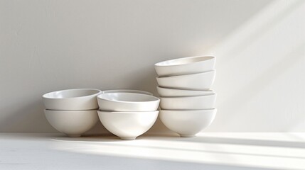 stack of white ceramic bowls