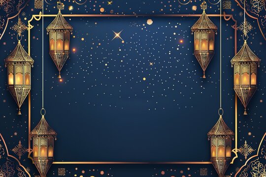 symbol islamic religion Ramadan and free space for text arabic, Eid al-Adha, Eid al-fitr, Mubarak, Islamic new year Muharram . Mosques Dome on dark blue