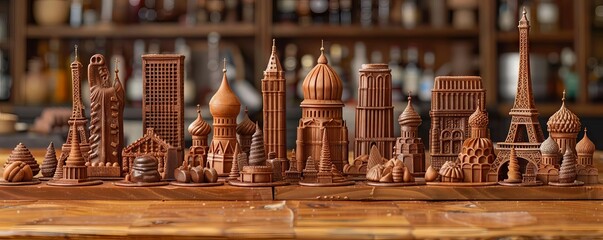 A whimsical chocolate sculpture contest with entries modeled after famous landmarks
