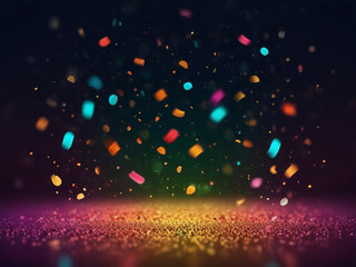vivid water effect, wet effects, confetti, and space a luminous background bursting with colorful brilliance ai generative