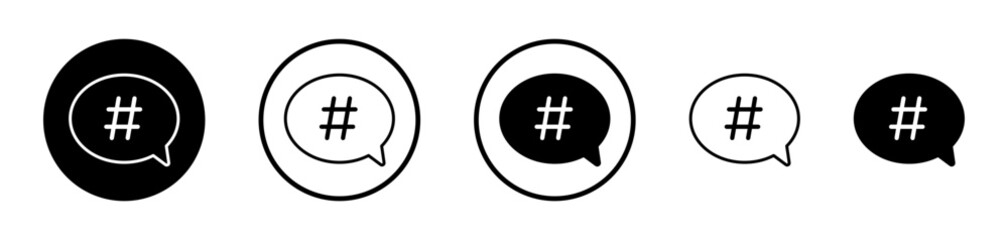 Hashtag Social Media Icons. Trending Tag Vector Symbols.