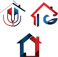 Red and And  Real Estate Logo Image on White Background. Flat Vector Logo Design Vector Editable.