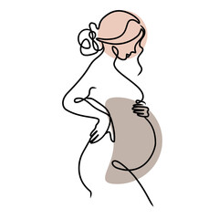 Pregnant woman line art silhouette