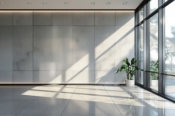 Fototapeta premium Empty Wall Mockup in Modern Office Interior created with Generative AI