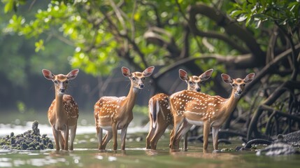 Deer freely roam in the mesmerizing Sundarbans Mangrove enhancing the enchanting charm of this distinctive habitat