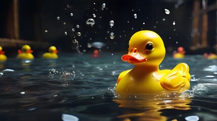 rubber duck produced by AI in the sea
