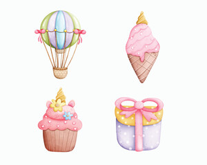 Cute Colorful of Unicorn set Ilustration