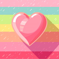 pink heart icon on rainbow pride background, simple flat design vector illustration, Generative AI - obrazy, fototapety, plakaty