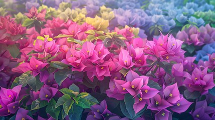 Beautiful Garden with Vibrant Flowers and Detailed Leaves

