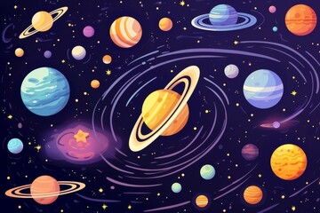 A beautiful illustration of the solar system, with all the planets in their proper positions - obrazy, fototapety, plakaty