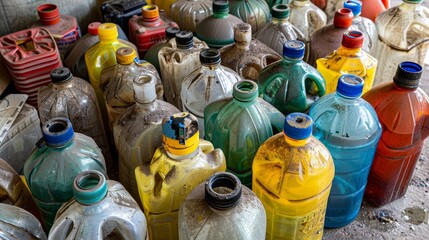 Obraz premium Chemical waste bottles 