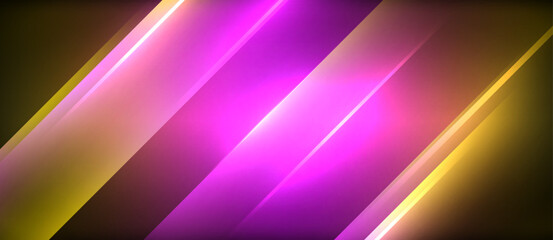 Fototapeta premium A vibrant background featuring purple and yellow stripes with glowing lines, creating a colorful and dynamic pattern reminiscent of technology and electric blue