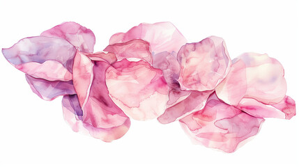 Rose pink petals watercolor illustration