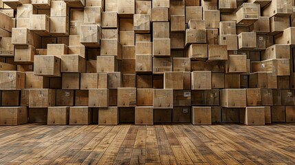 stacked cardboard boxes , warehouse storage