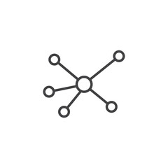 Network Diagram Icon Set. Distribution Network Pictogram. Collaborative Network Sign. Central Internet Connection Symbol.