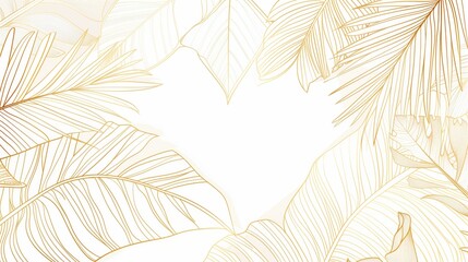 A palm tree with a white background featuring gold lines and leaves, website background, design template