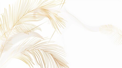 A palm tree with a white background featuring gold lines and leaves, website background, design template