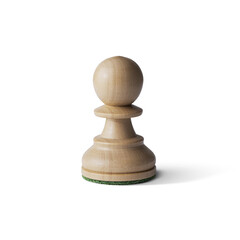 Wooden white pawn isolated on white