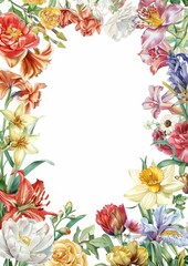 Fototapeta premium A colorful flower arrangement with a white background