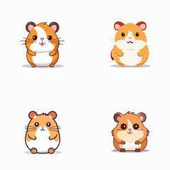 set cartoon hamster isolated on white background