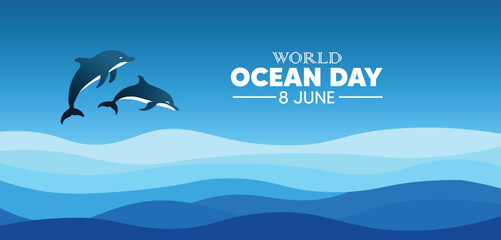 world ocean day 8 june vector poster