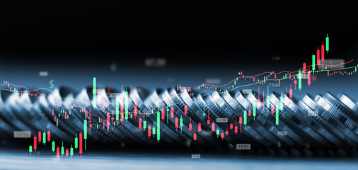 Economy business finance and investment concept, world economic growth, stock market report, inflation and interest rate hike, Forex financial charts, money currency.