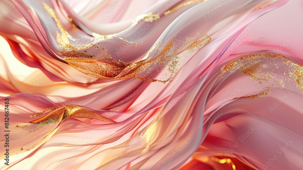 Poster the abstract picture of the two colours of pink and gold colours that has been created form of the w
