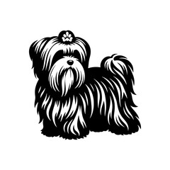Maltese Dog Silhouette - Capturing the Delicate Beauty and Elegance of this Beloved Companion Breed- Minimalist Maltese Dog vector - Maltese Dog Illustration.