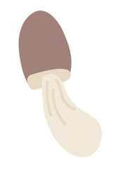 Forest mushroom in flat design. Autumn edible fungus with brown cap. Vector illustration isolated.