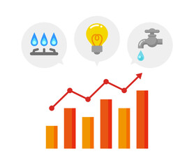 光熱費の値上げイメージのイラスト