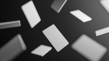 A collection of white cards with a black background