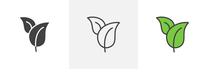 Sustainable Leaf Icon Set. Green Plant and Leaf Vector Symbol.