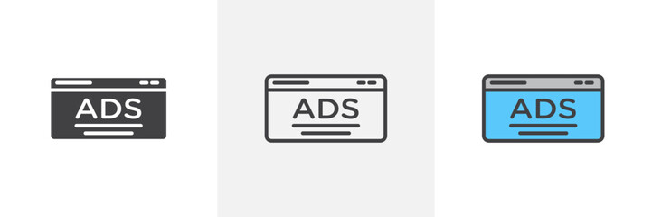 Digital Campaign Icon Set. Ad and Marketing Vector Symbol.