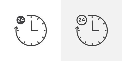 24-Hour Icon Set. Full Day Service and Support Vector Symbol.
