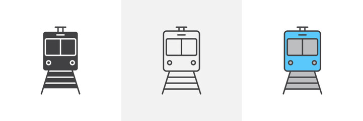 Commuter Train Icon Set. Underground Metro or Rail Vector. Train Transportation Symbol. Rail System Icon.