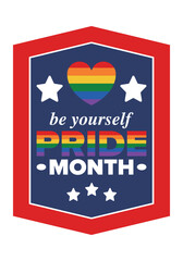 LGBT Pride Month in June. Lesbian Gay Bisexual Transgender. Celebrated annual. LGBT flag. Rainbow love concept. Human rights and tolerance. Poster, card, banner and background. Vector illustration