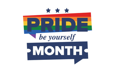 LGBT Pride Month in June. Lesbian Gay Bisexual Transgender. Celebrated annual. LGBT flag. Rainbow love concept. Human rights and tolerance. Poster, card, banner and background. Vector illustration